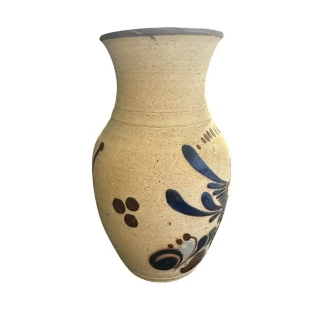 Vintage Tonala Hand Created Sandstone Pottery Bird Vase